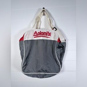 Dolomite Gray Tote with Red Ski Snow with short and long adjustable straps